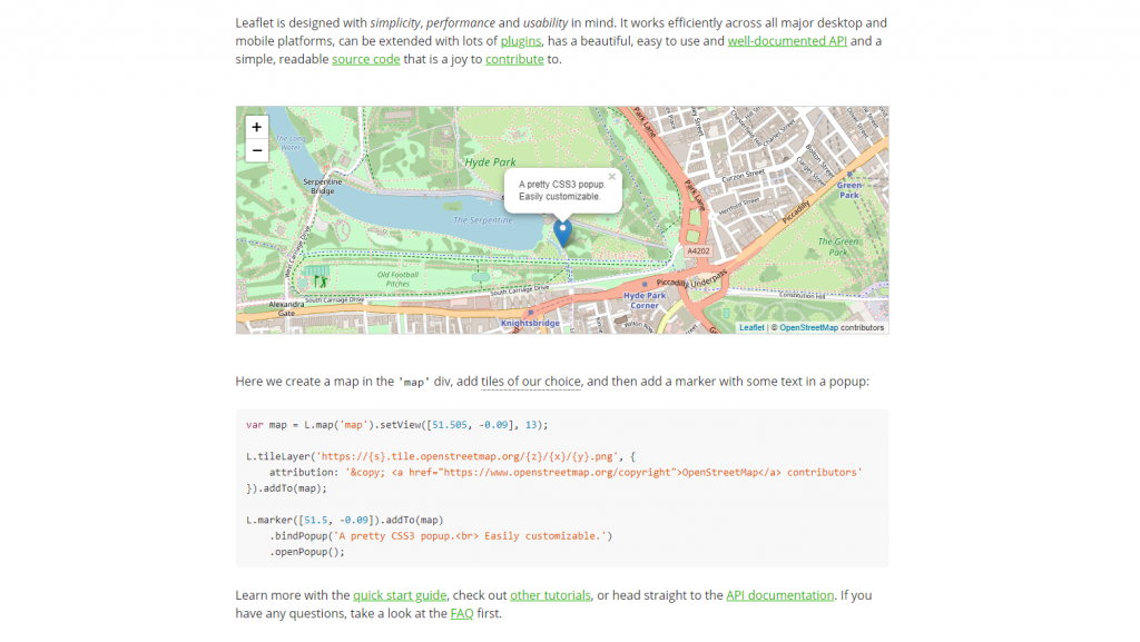 Leaflet API web mapping