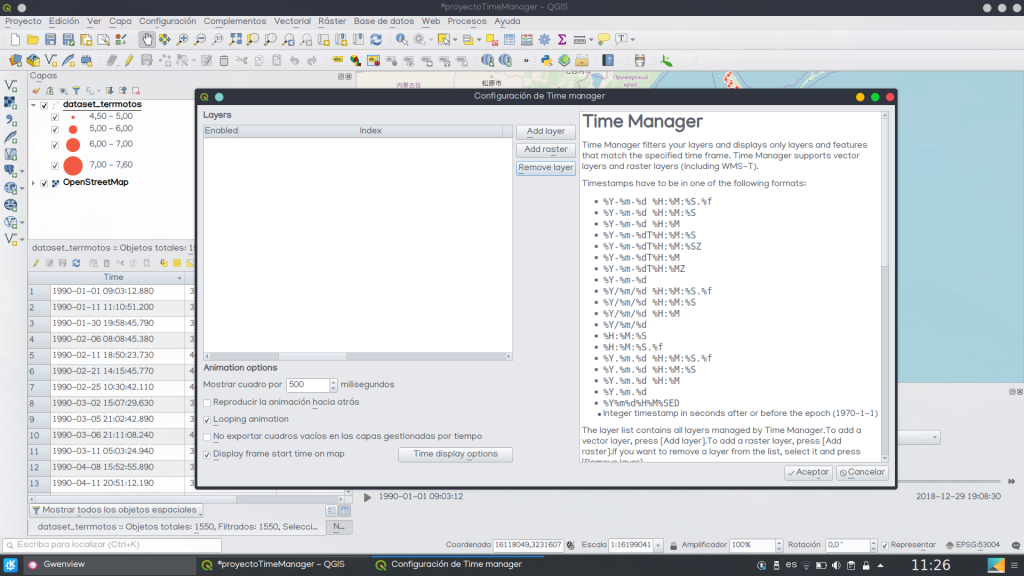 QGIS Time Manager añadir capa